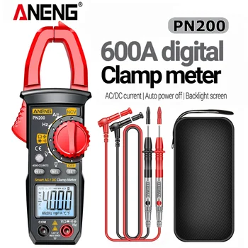 ANENG PN200 Digital Clamp Meter DC/AC 600A Current 4000 Counts Multimeter Ammeter Voltmeter Car Hz Capacitance NCV Ohm Test