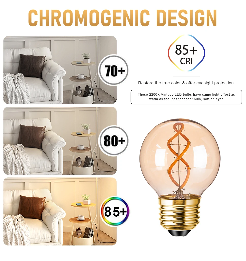 G50 Spiral Filament Edison LED Globe Bulbs 3W Dimmable