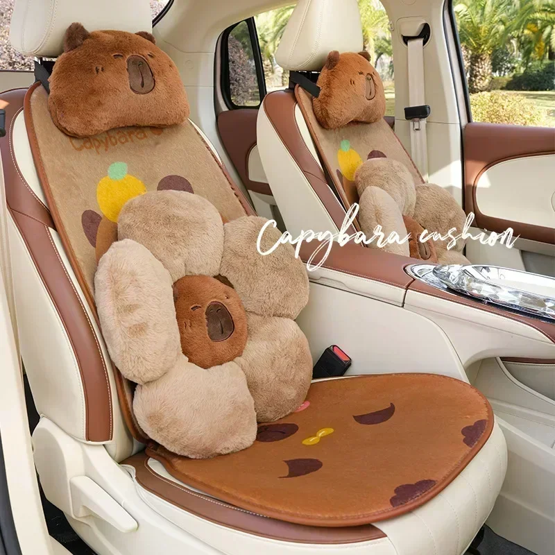 Plush Cute Bear Warm Car Headrest Auto Seat Head Support Neck Pillow Protector Rest Cushion Lumbar Pad Car Interior Accessorie