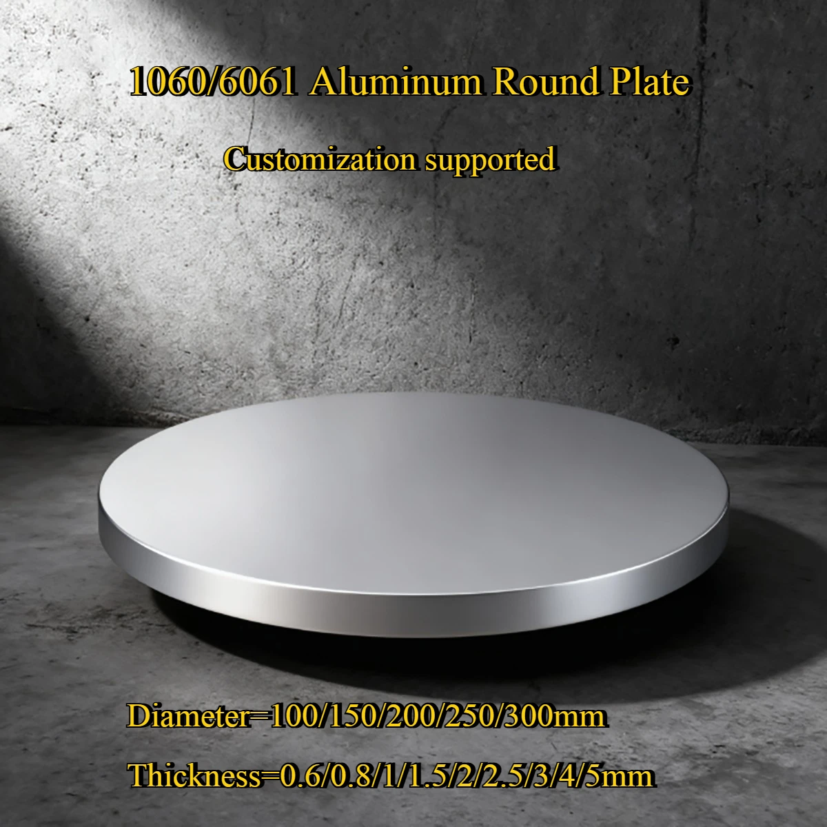 

THK 0.5-8mm 1060 / 6061 Aluminum Round Plate Circular Sheet Disc Home DIY CNC Metal Dia100-400mm Customize Laser Cut