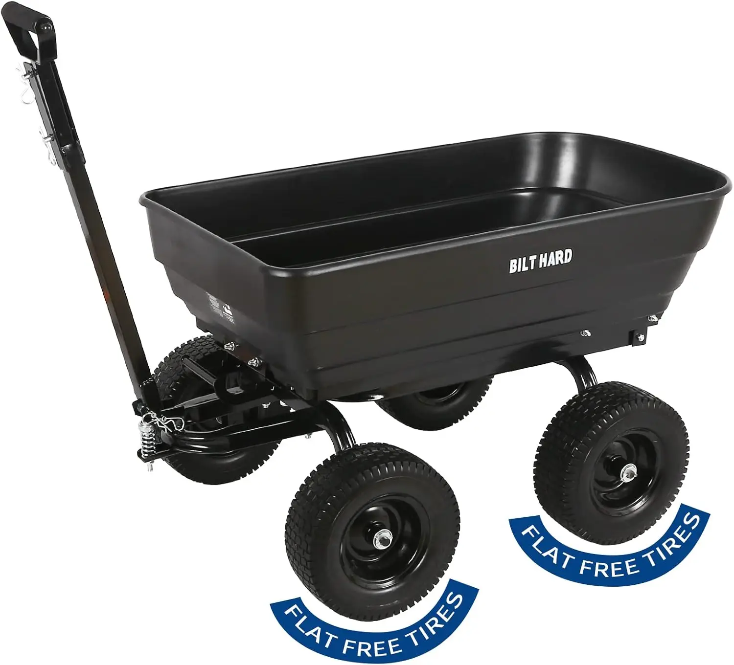 

7 Cu.Ft. 13" No-Flat Tires Poly Yard Dump Cart with 2-in-1 Convertible Handle, 1200 lbs Capacity Heavy Duty Lawn Tractor Cart