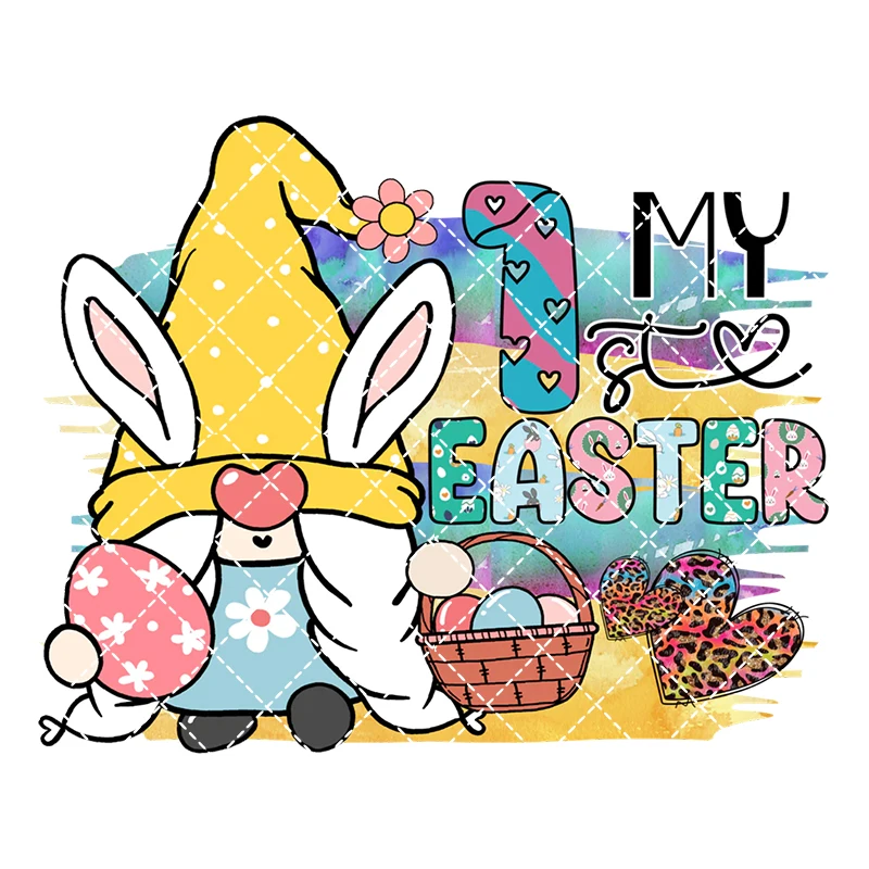 Easter Egg   Iron On Heat Transfer Stickers For Clothes DTF Pinted Vinyl Thermal Appliques Washable T-Shirt Decal