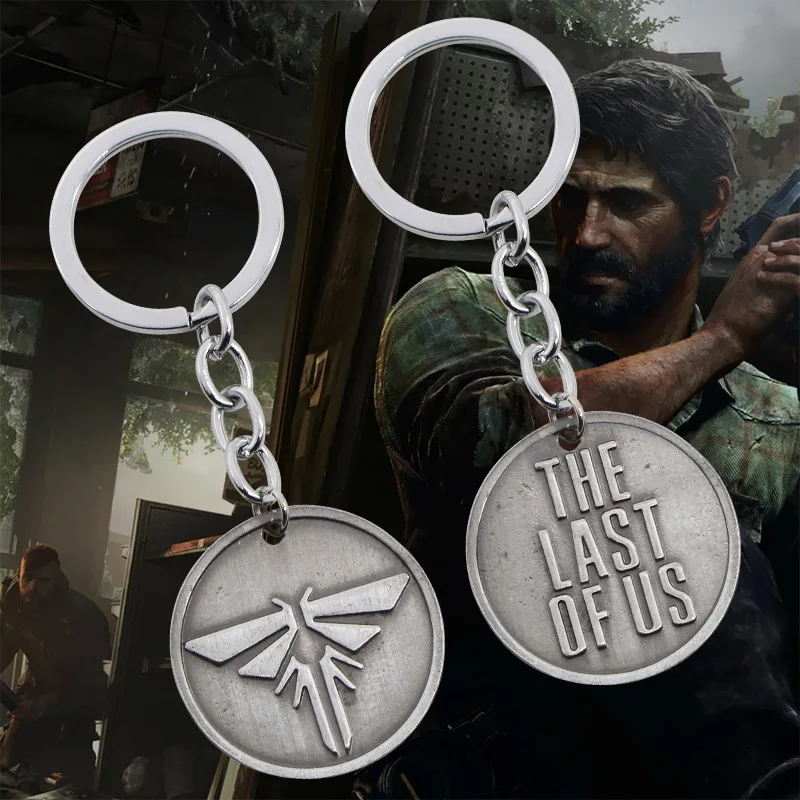 The Last Of Us 2 Keychain Firefly Logo Letter Dogtag Joel Ellie Vintage Retro Antique Pewter Keyring Hot Game Jewelry Wholesale