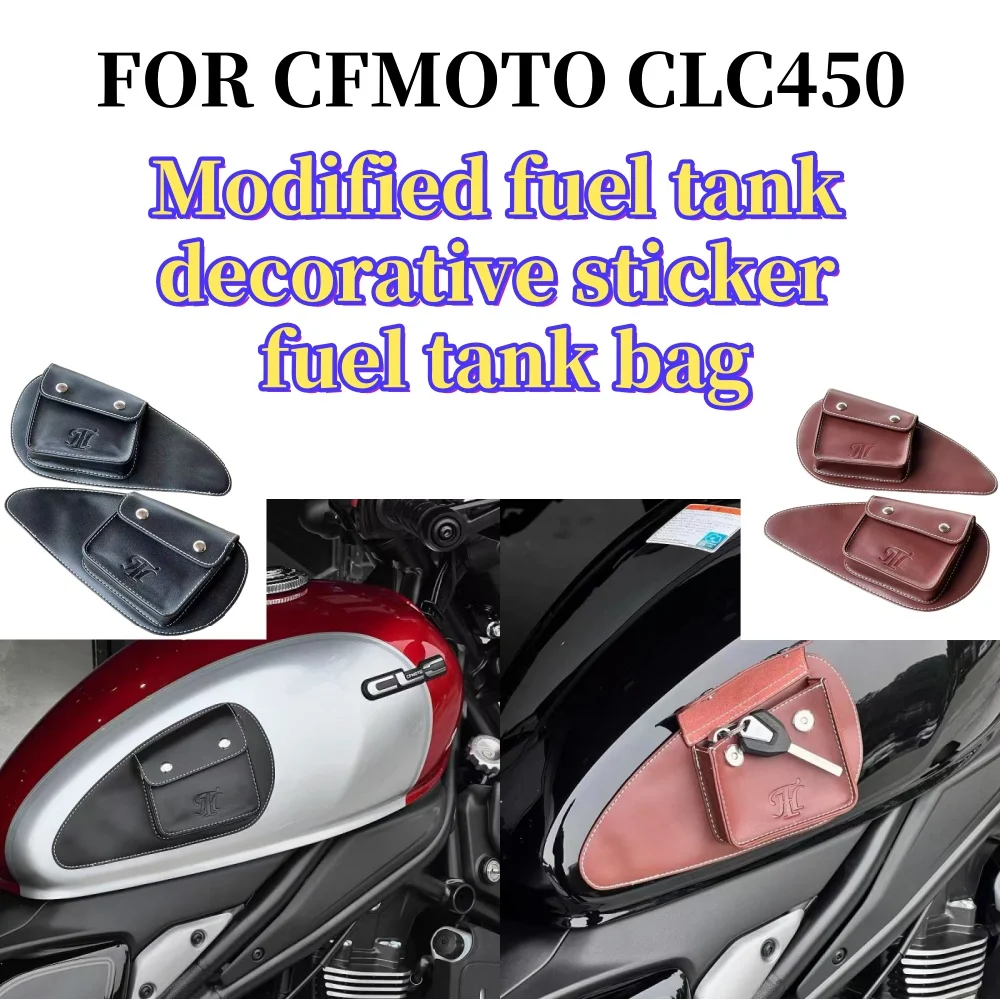 

Motorcycle Black and Brown Pu Material Leather Fuel Tank Chap Panel Pad Bib Bra Bag For cfmoto clc450 Universal Fuel Tank Bag