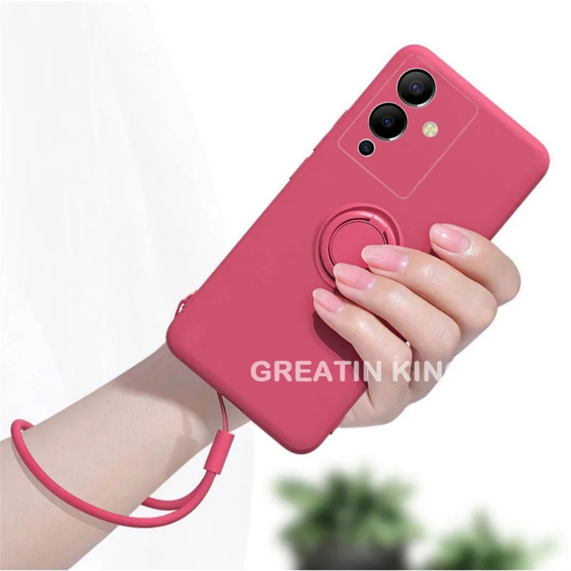 For IIIF150 B2 Pro Metal Magnetic Phone Holder Soft TPU Phone Cover With Anti-lost Sling Wrist Short Rope Phone Lanyard Strap