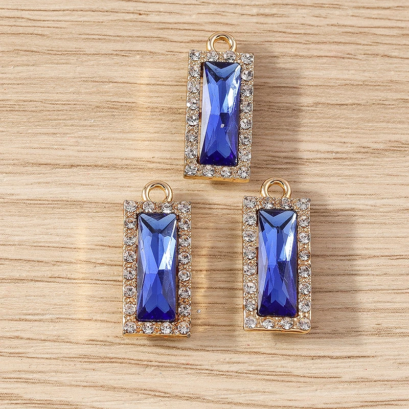 Tusember 10 Stück 9*22mm Charms Kristall-Edelstein Rechteckige Anhänger für DIY Handgemachte Hängeohrringe Halsketten Zubehör – Detail 5