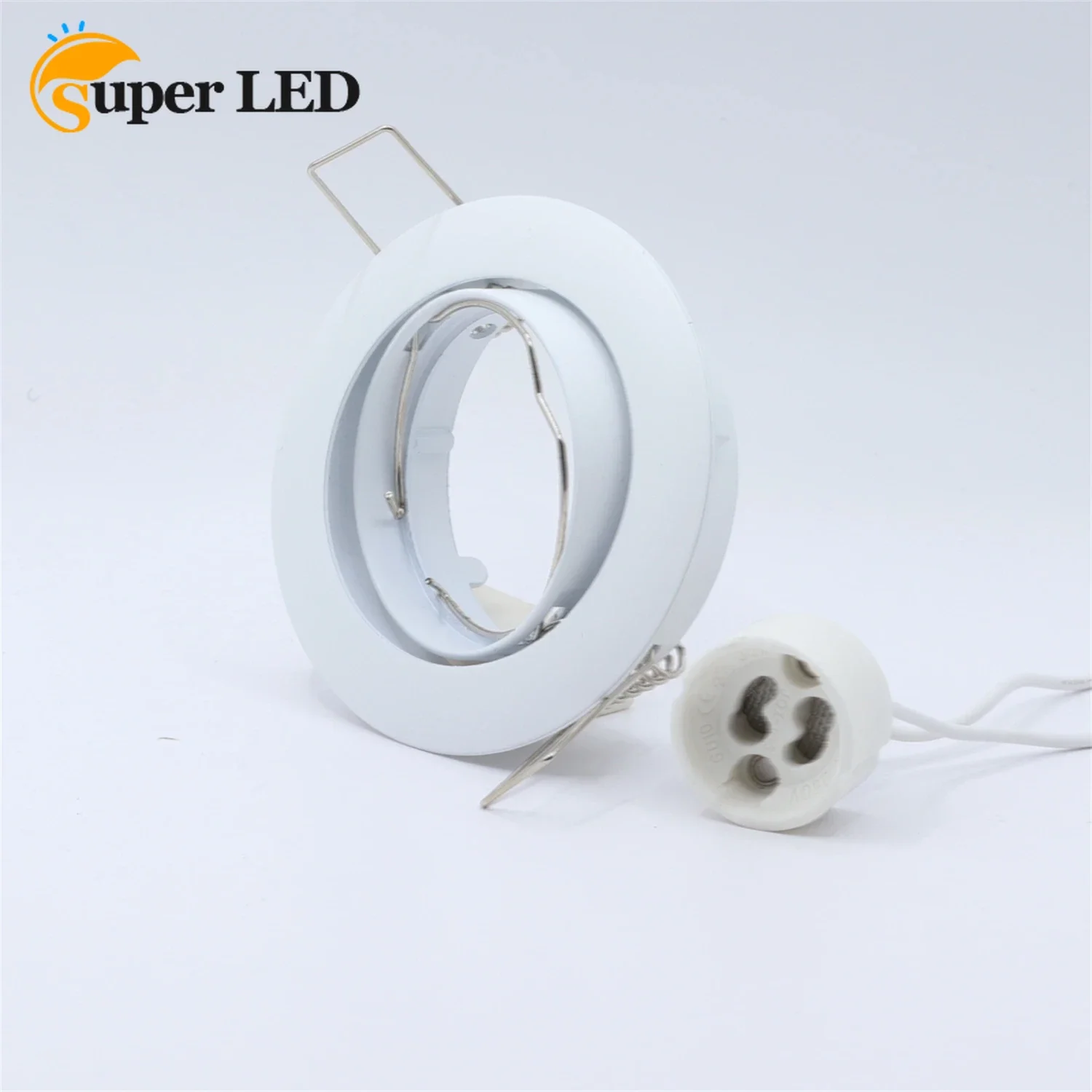 GU10 dudukan lampu bola mata Led, bohlam lampu tersembunyi Downlight tunggal kepala bulat perlengkapan lampu Downlight