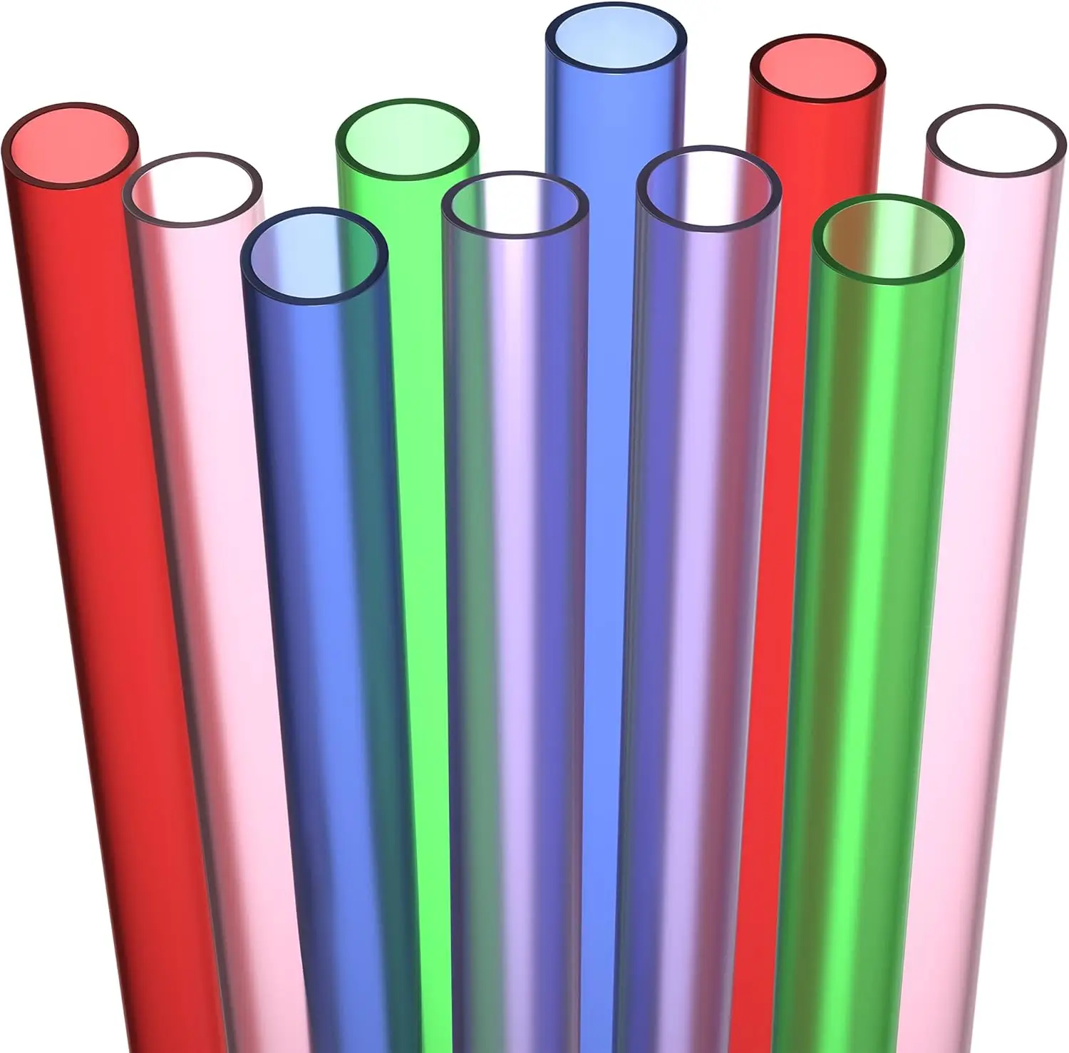 

10 Extra Wide Reusable Plastic Drinking Straws with Cleaning Brush for Smoothies and Milkshakes, Dishwasher Safe BPA Free