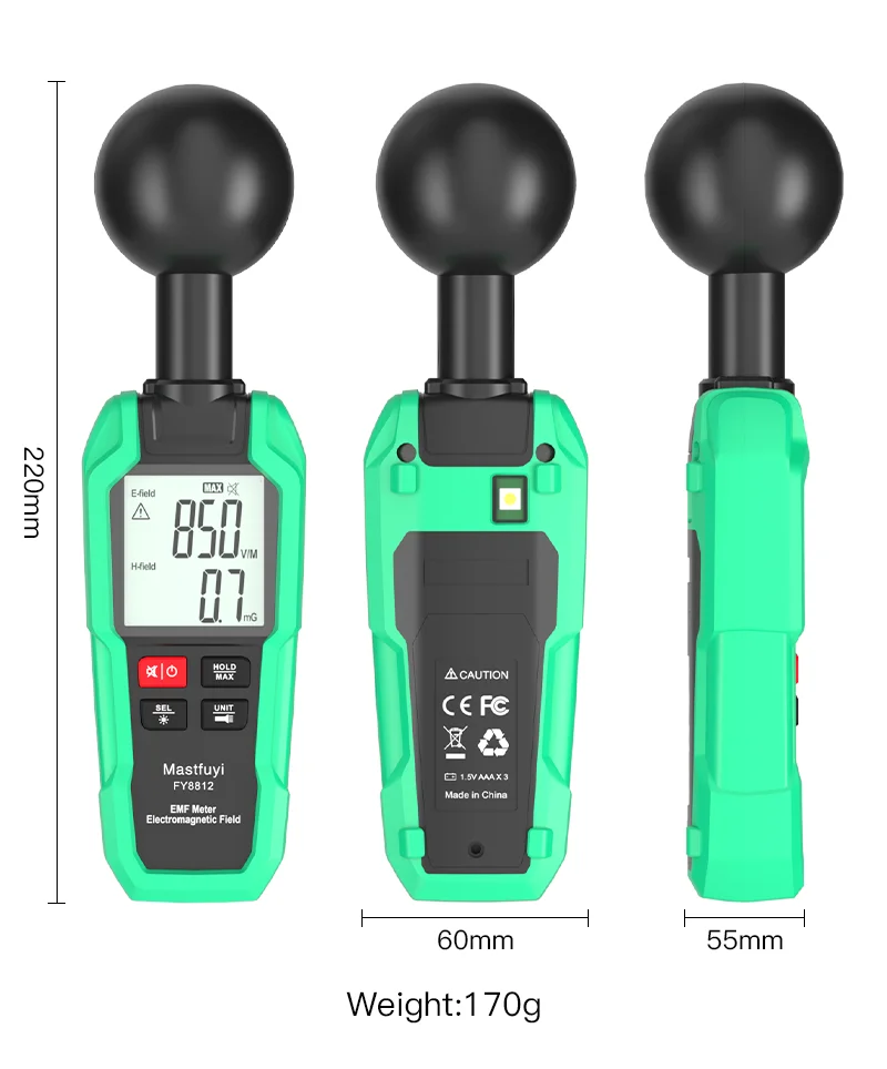 FY8812 Electromagnetic Wave Radiation Detector EMF Meter Magnetic Field Detector LCD Display Gauge Use For Household Appliances