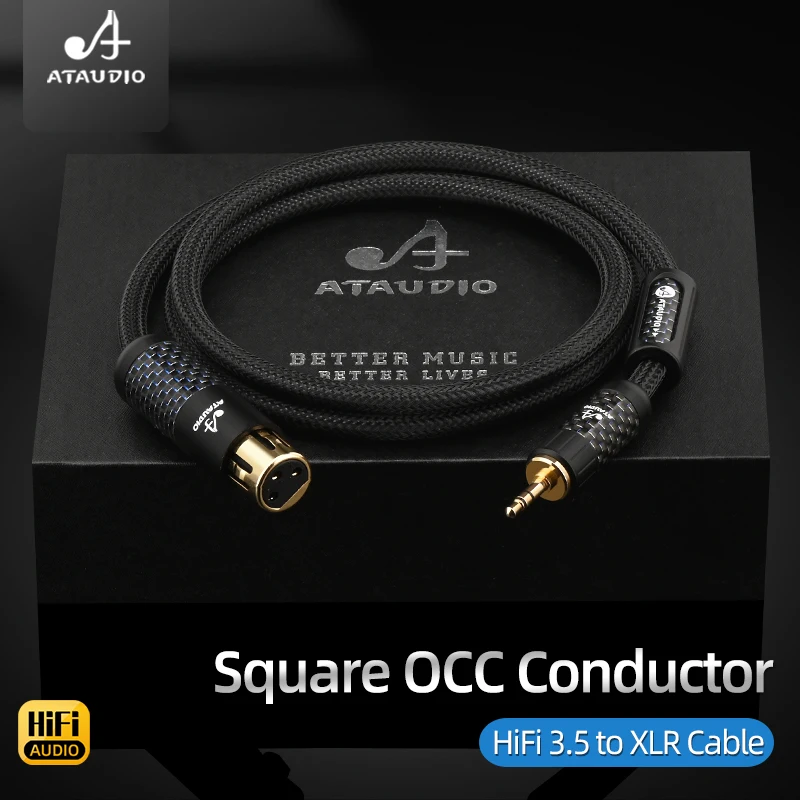 

HiFi XLR 3-Pin Female to 3.5mm Stereo Cable Square OCC Mic Audio Cable 3.5 Jack to XLR Plug for Microphone Amplifier Player