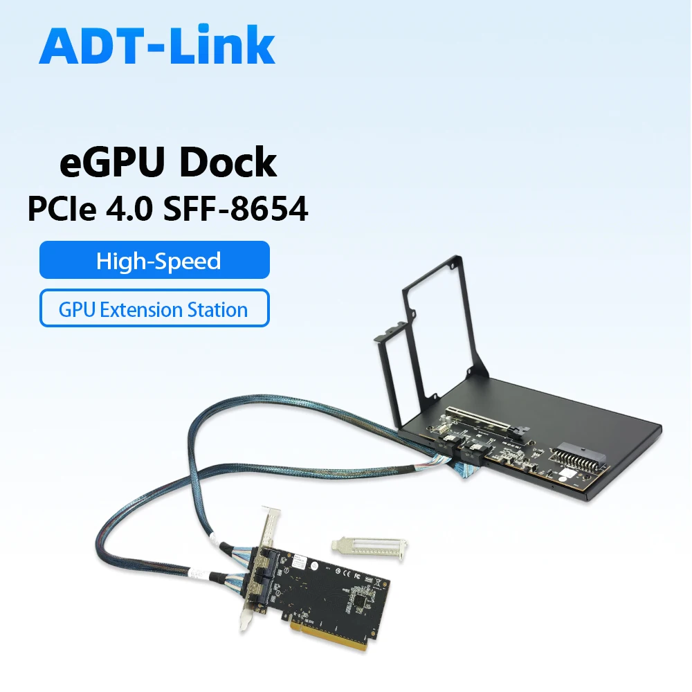 PCIe 4.0 EGPU Dock SFF8654 Dual Cable External Graphics Card Expansion Box for Laptop Desktop Independent GPU Extension
