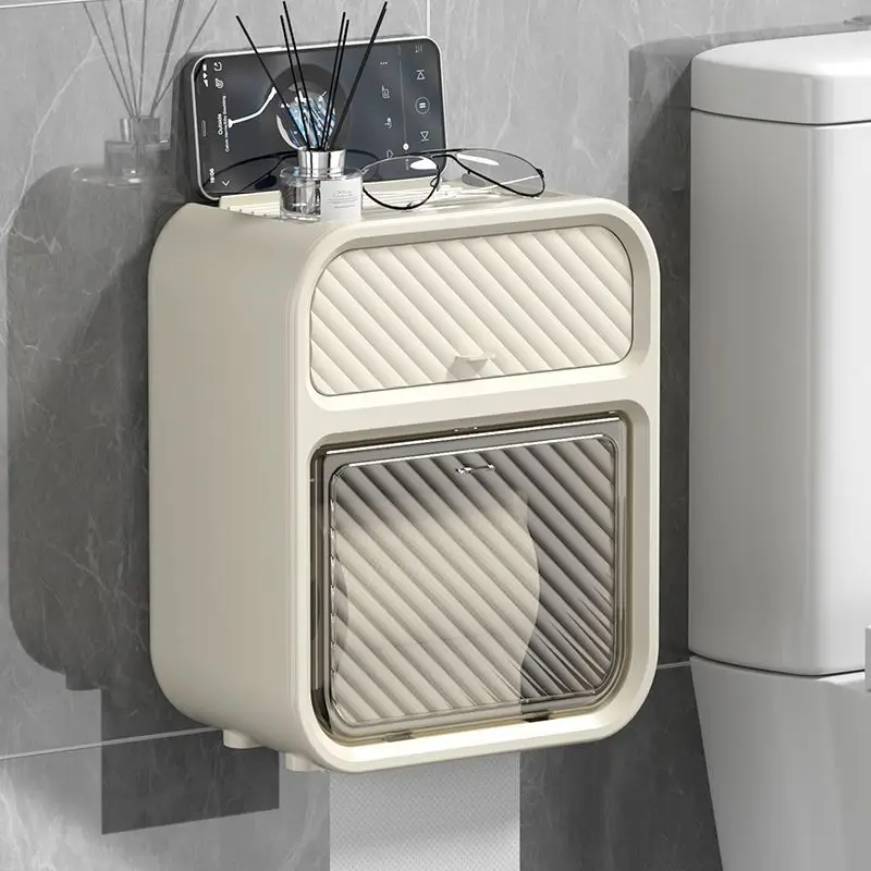 

Toilet Tissue Box, Toilet Paper Storage Rack, Bathroom Toilet, Home Use, No Punching Creative Waterproof Roll Paper Tube Storage