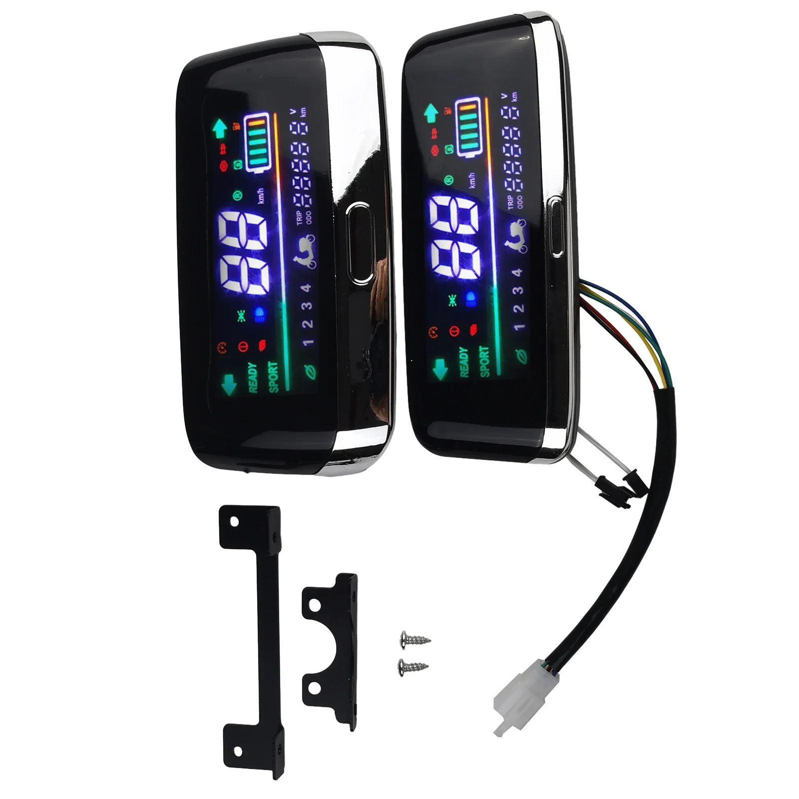 1 unidade Display LCD para E-bike e Patinete Elétrico, Medidor de Velocidade, Ampla Faixa de Voltagem 48-72V