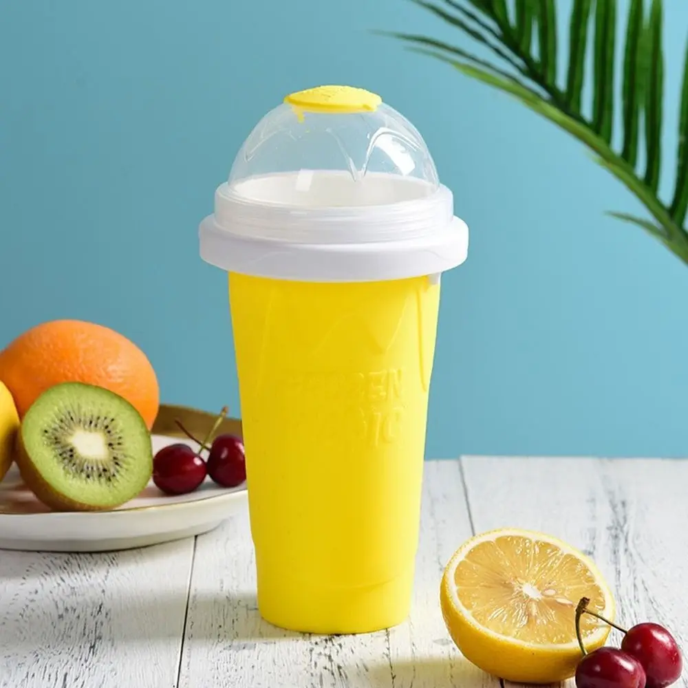 Silicone Smoothies Squeeze Cup Large Capacity Quick-Frozen DIY Juice Water Bottle with Lid Slushy Maker Cup Summer