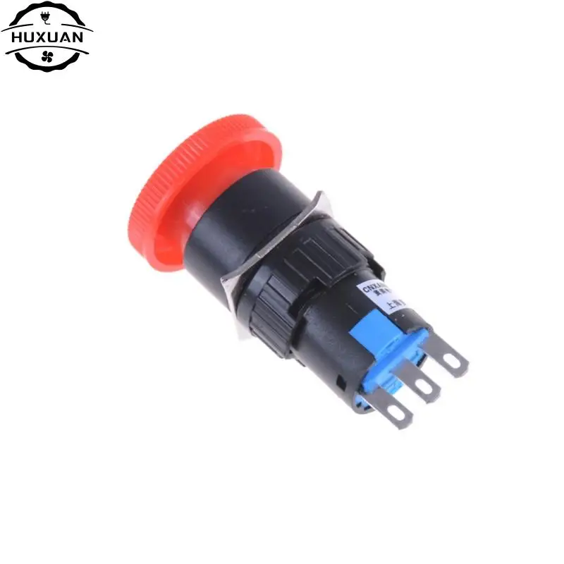 16mm Red Mushroom Emergency Stop E-stop Switch 3 Pins NO+NC DC 30V 5A AC 250V 3A Emergency Stop Push Button Switch