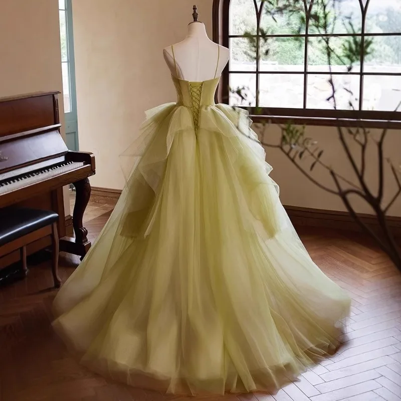 New Banquet Strap Light Wedding Dress, Evening Dress, Fashion Mesh, Super Immortal Premium Style, Same Temperament Long Dress