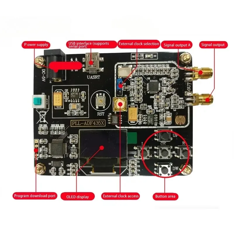 ADF4351 Module Onboard STM32 Single-chip Phase-locked Loop Module 35M-4.4G RF Signal Source Sweeper
