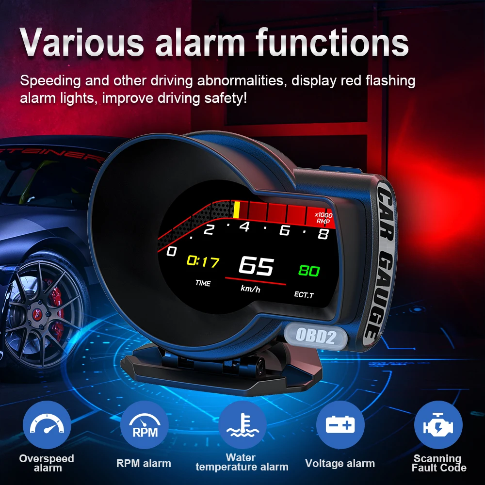 New Version 4 inches LED screen F8 Pro GPS Auto Meter OBD2 Gauge with Head up Display Speedometer 12-Language Diagnostic Tools