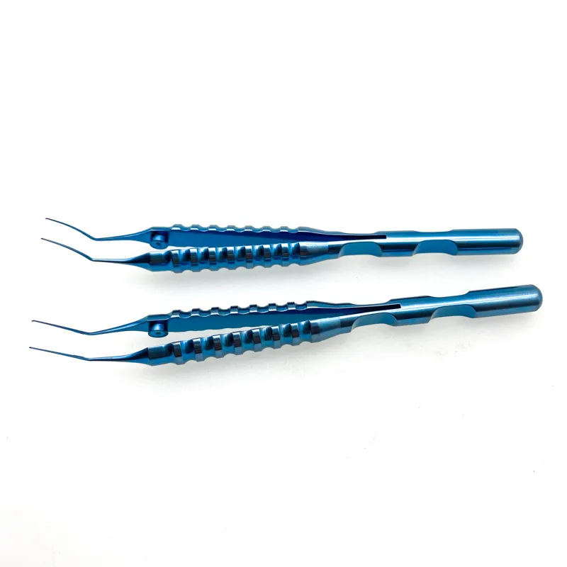 Titanium Capsulorhexis Forceps Tweezers Angle/curved Ophthalmic Surgical Forceps Instruments with Cross action Handle