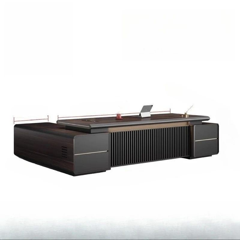 

High-end leadership desk president boss table baking paint large desk office furniture chairperson table and chair combination