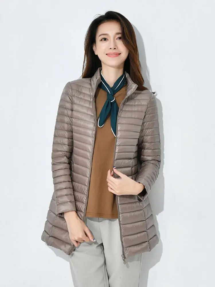 Veste Longue Bouffante en Duvet de Canard Ultra Légère pour Femme, Manteau Portable, Parka Chaude, Nouvelle Collection Automne Hiver 2024, 0-10 ℃