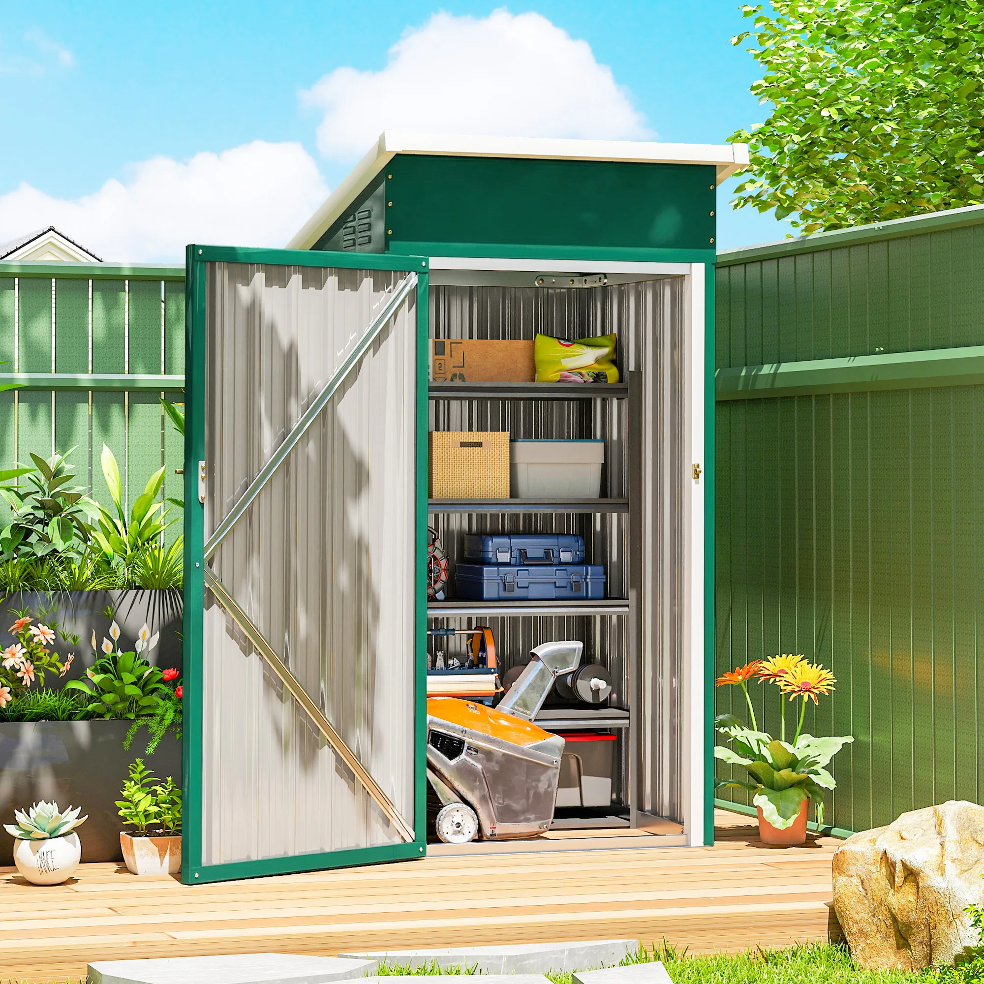 Outsunny Caseta de Jardín Outsunny Acero Galvanizado 107.5x91x185 cm
