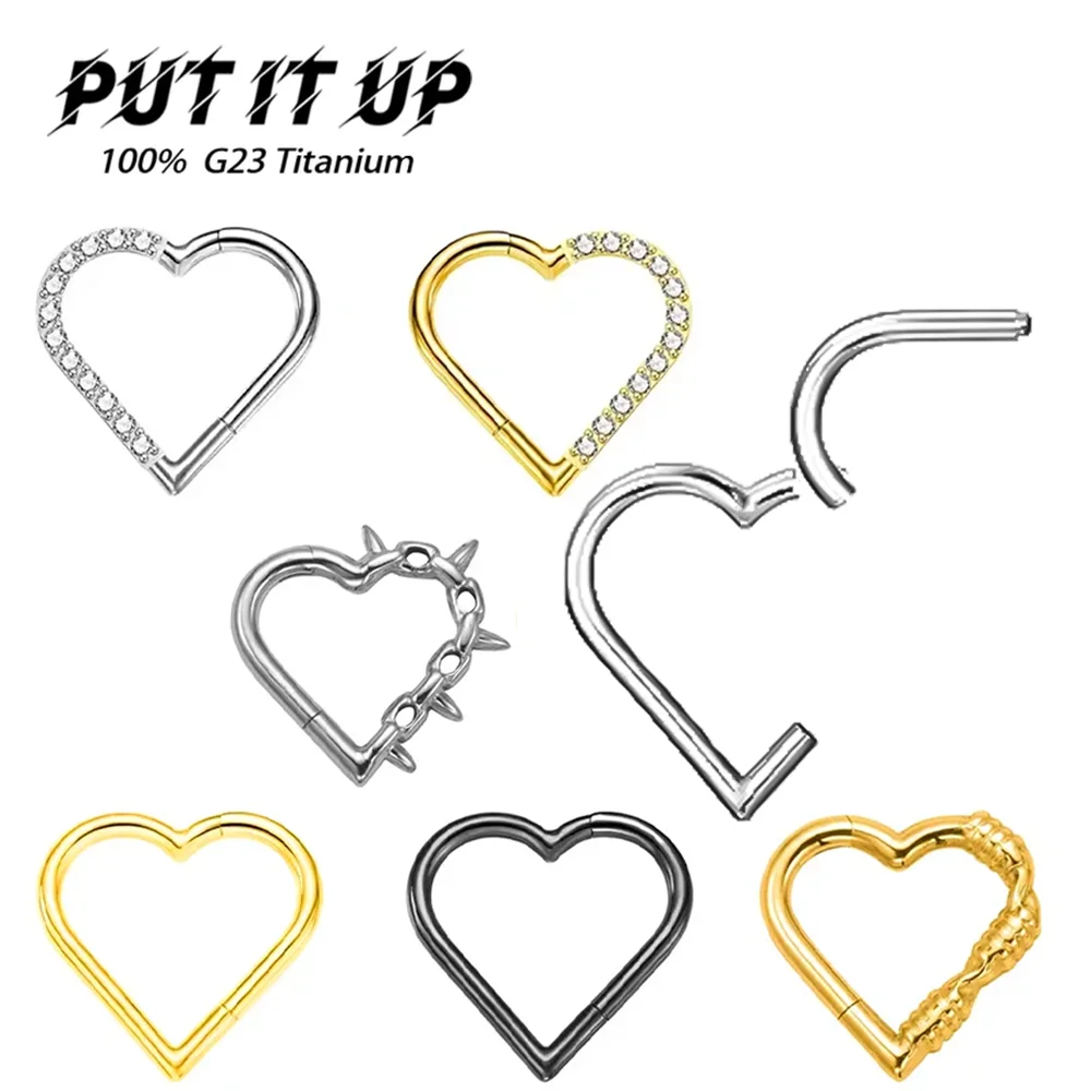 F136 Titanium Hypoallergenic PUTITUP Official Heart Shaped Nose Ring Ear Lobe Nasal Cartilage Statement Body Piercing Jewelry