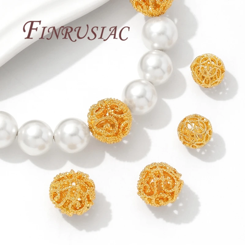 8 مللي متر 10 مللي متر الخرز ، فواصل للأساور 18K مطلية بالذهب خزر عازل ، الخرز المستديرة ، DIY بها بنفسك مجوهرات اكسسوارات ، النتائج قلادة