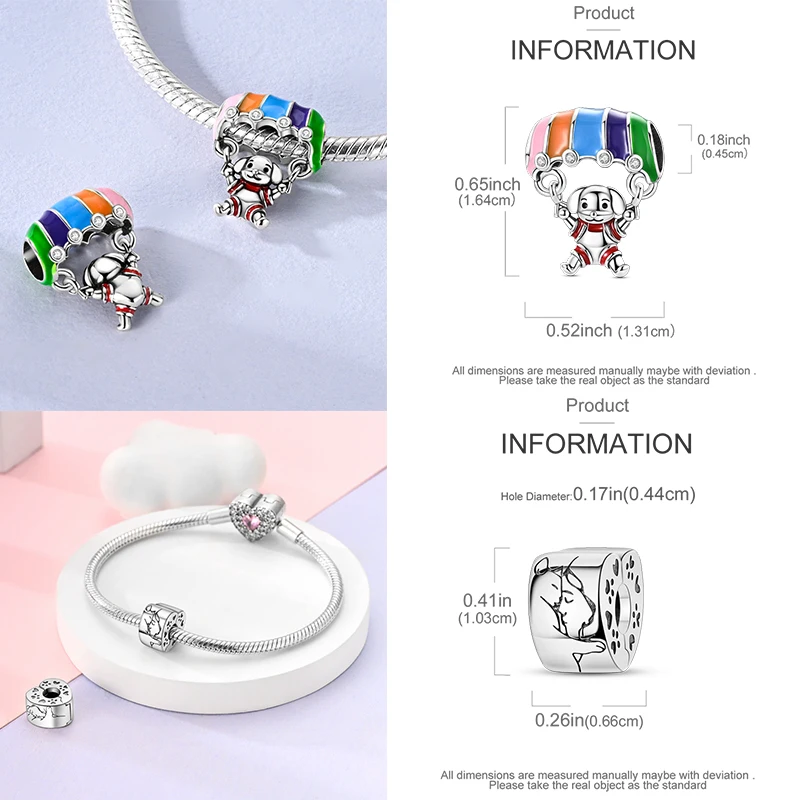 925 Sterling Silber Hund Katze Pfotenabdruck Charm Perlen Glücksbringer Katze Haustierliebhaber Herz DIY Armband Halskette Geschenk für Frauen Mädchen – Detail 18
