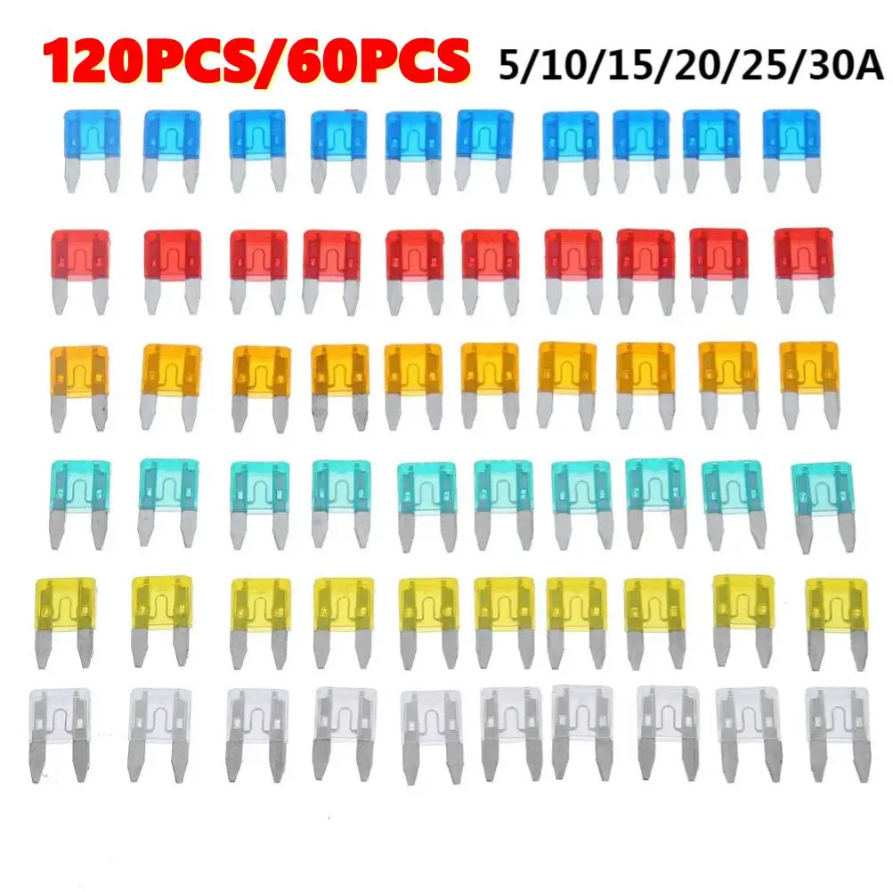 120/60pc Auto Car Truck Mini Fuse Blade 5A-30A Mixed Set Kit Auto Car Styling Car Truck Mini Fuse Mixed Set Kit Car  Accessories