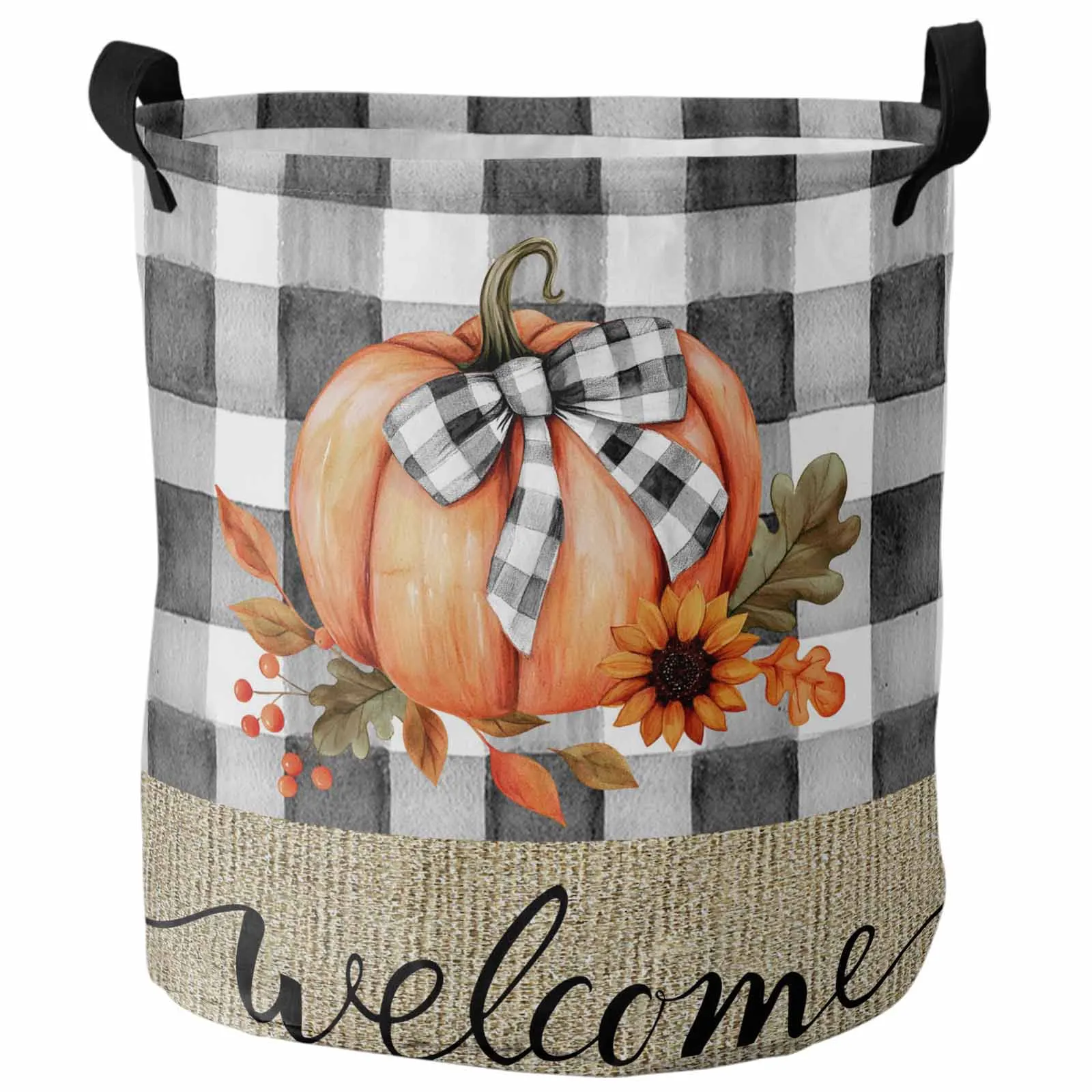 

Черно-белая клетчатая складная корзина для грязного белья в виде тыквы, органайзер для детских игрушек, водонепроницаемые корзины для хранения