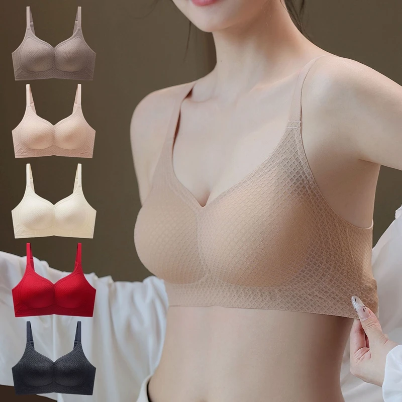 

Women Seamless Underwear Small Chest Gathered Anti-sagging Bra Fixed Cup Comfortable Wireless Adjustable Brassiere New Lingerie