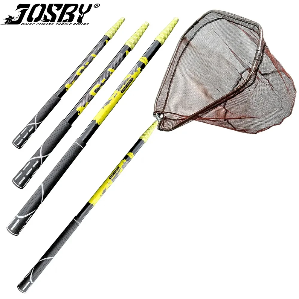 

JOSBY Lightweight Telescopic Carbon Fiber Fishing Landing Net Fish Extending Pole Carp Tackle Fly Hand Dip Net 4.0M 3.0M 2.1M