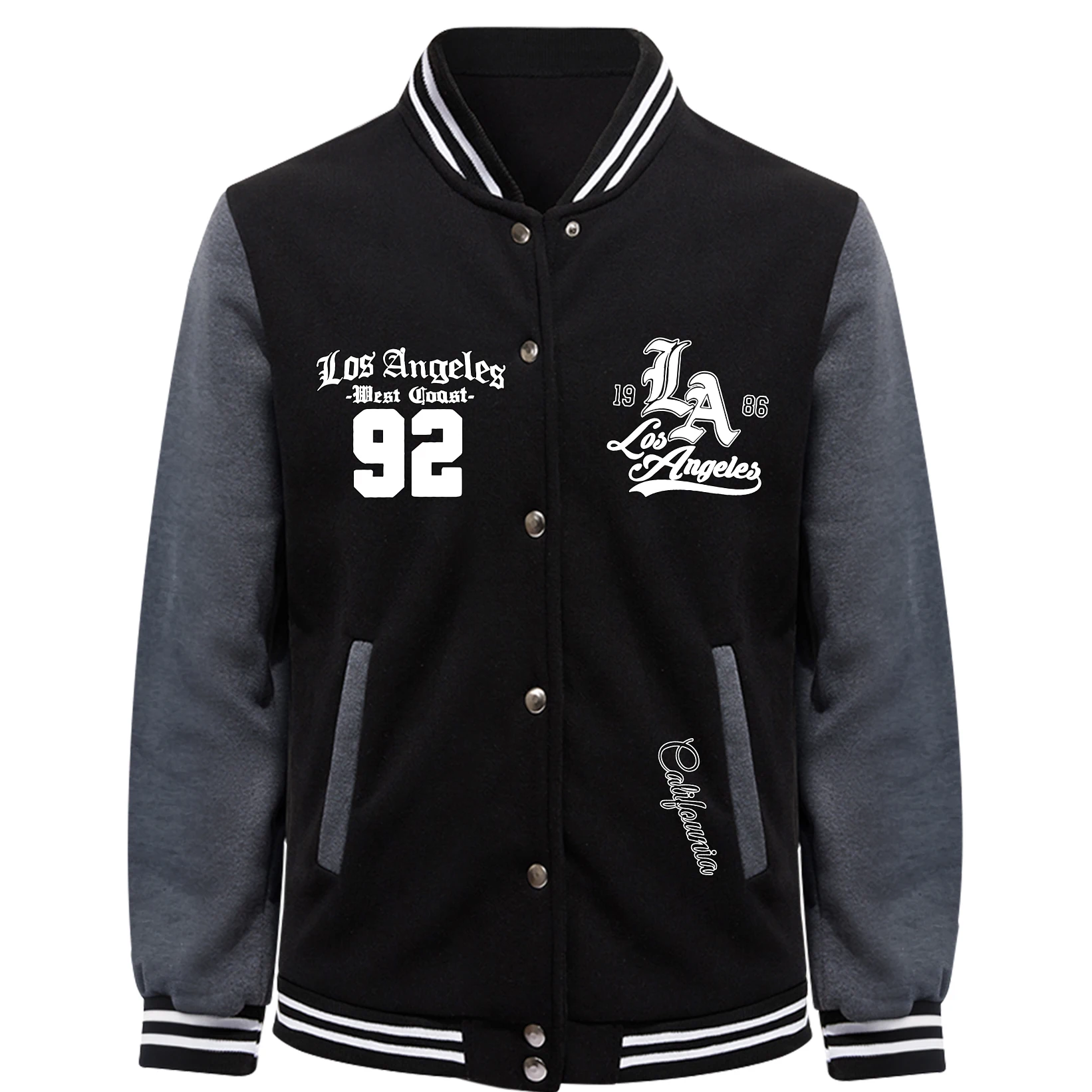 

Number 92 And Artistic Alphabet Print Clothes Male Fashion Fleece Top Autumn Loose Baseball Jacket Casual Loose Sportswear Men
