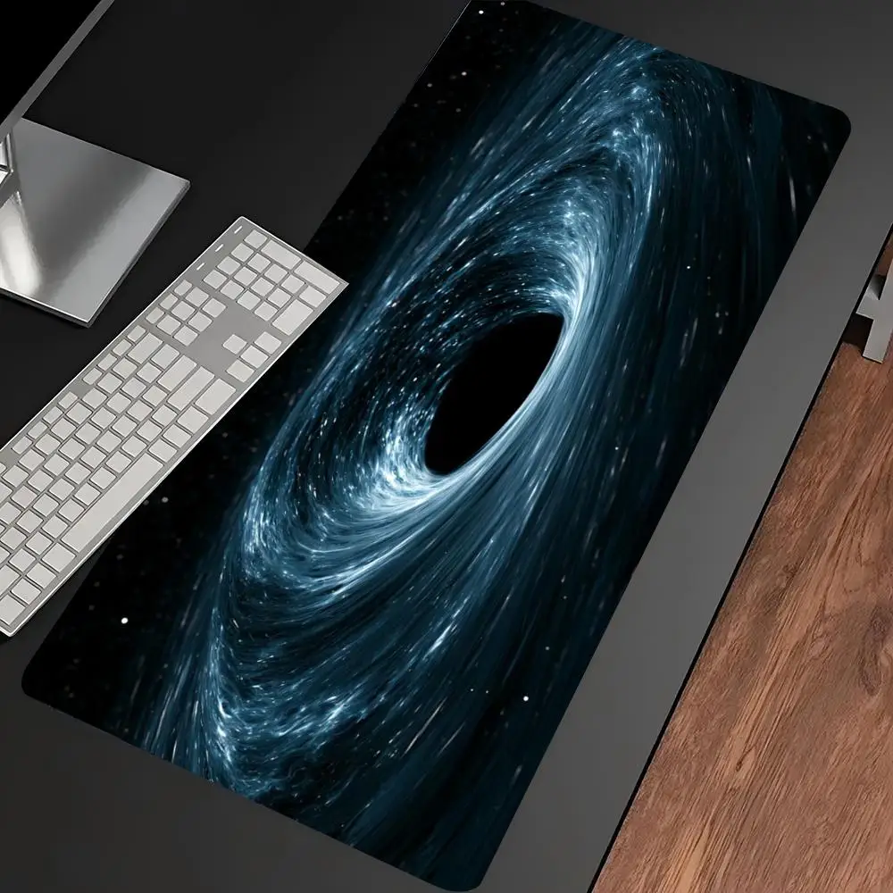 Black Hole Galaxy Extended Gaming Mouse Pad Non Slip Desk Surface Cosmic Nebula Space Sci-fi Print For Gaming And Office Use