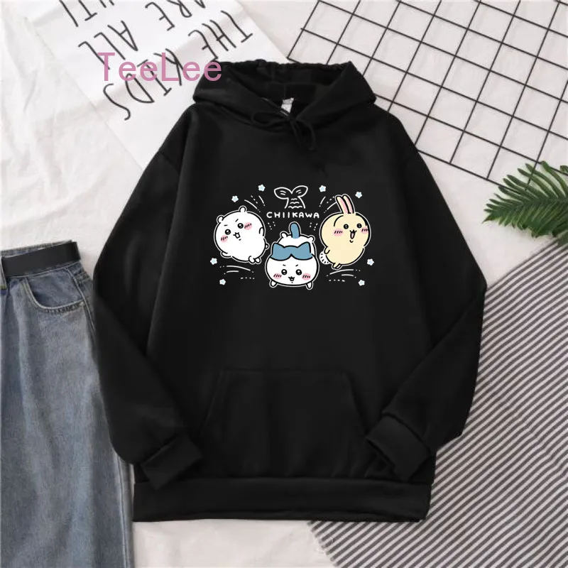 

Cute Chiikawa Hoodies Anime Cartoon Girls Hoody Harajuku Ulzzang Kawaii Graphic Sweatshirt Autumn Winter Hoodie Women