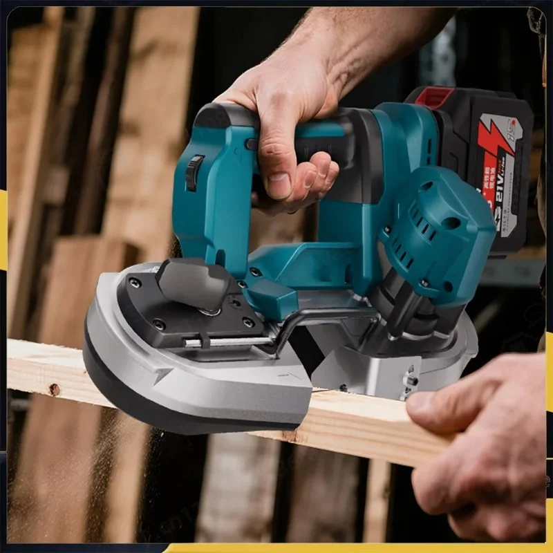 Multifunctional Rechargeable Lithium Band Saw, Portable Small Metal Woodworking Cutting Machine with High Precision