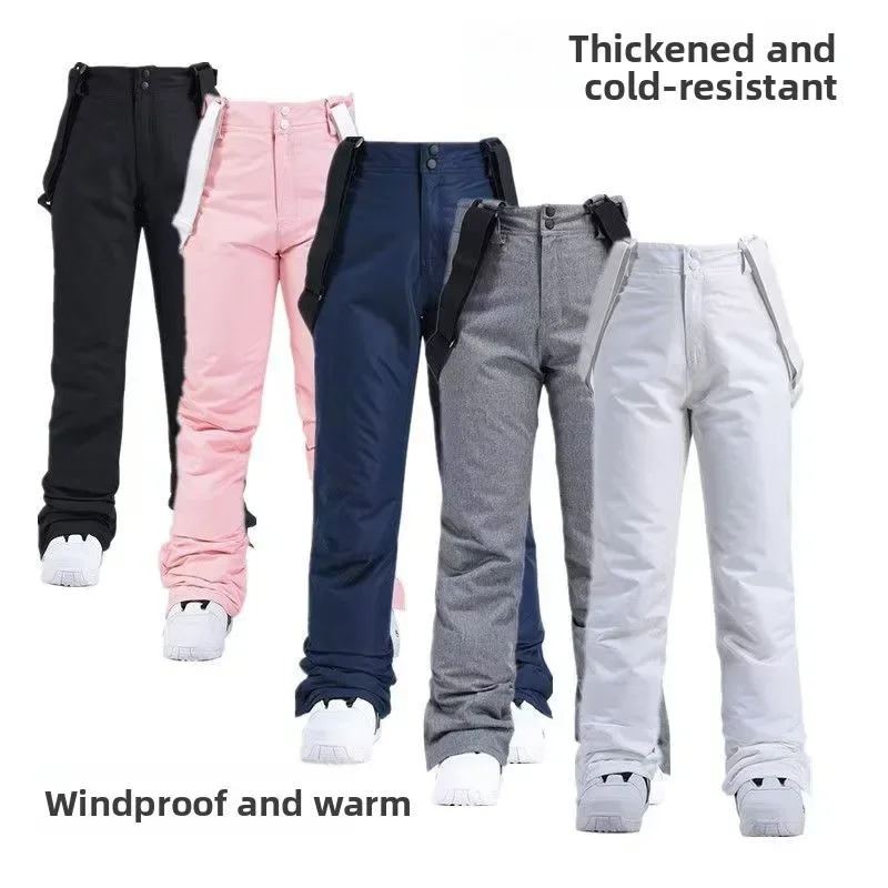 

2025 Winter Ski Pants Men Women Thermal Insulated Windproof Waterproof Snowboard Trousers with Adjustable Suspenders Slim Fit