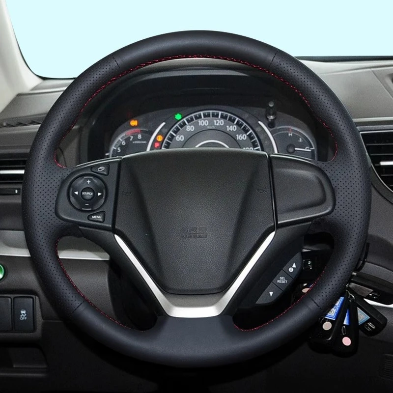

Сшитый вручную противоскользящий дышащий кожаный чехол на руль для Honda CR-V Vezel Crider XR-V Fit 2012-2016, автомобильные аксессуары