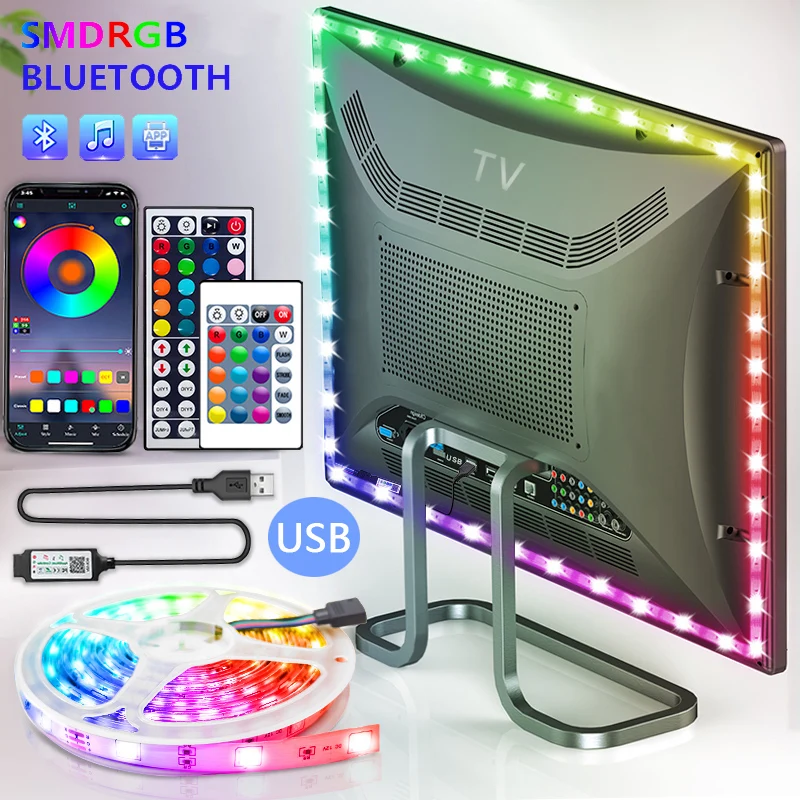 

USB LED Strip Light Tape 3535 Bluetooth SMD 5V USB RGB Lights Flexible LED Lamp Tape Ribbon RGB Self-adhesive TV Desktop Diode