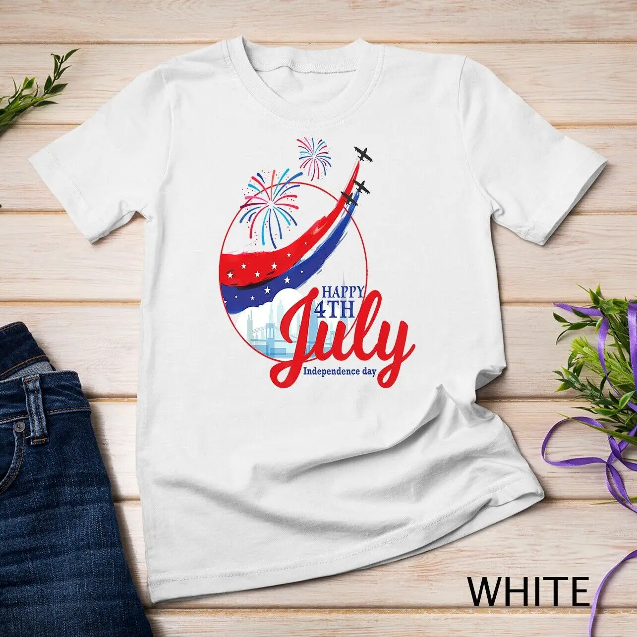 Happy 4th Of July American Flag Fireworks Patriotic Outfits Unisex T-shirt