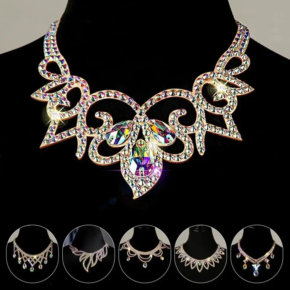 

Bling Bling Shine Belly Dance Necklace Handmade Hollow Rhinestone Chain Durable Colorful Crystal Choker Female
