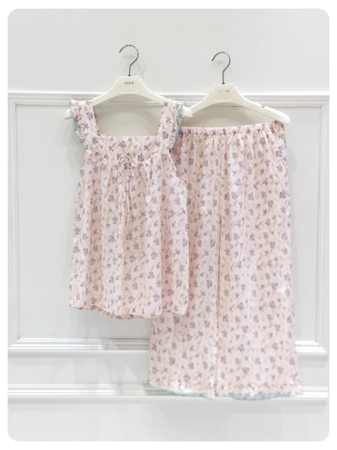 anziban-summer-sleepwear-women's-pure-cotton-thin-sweet-girl's-floral-print-sleeveless-vest-seven-piece-pants-home-clothes