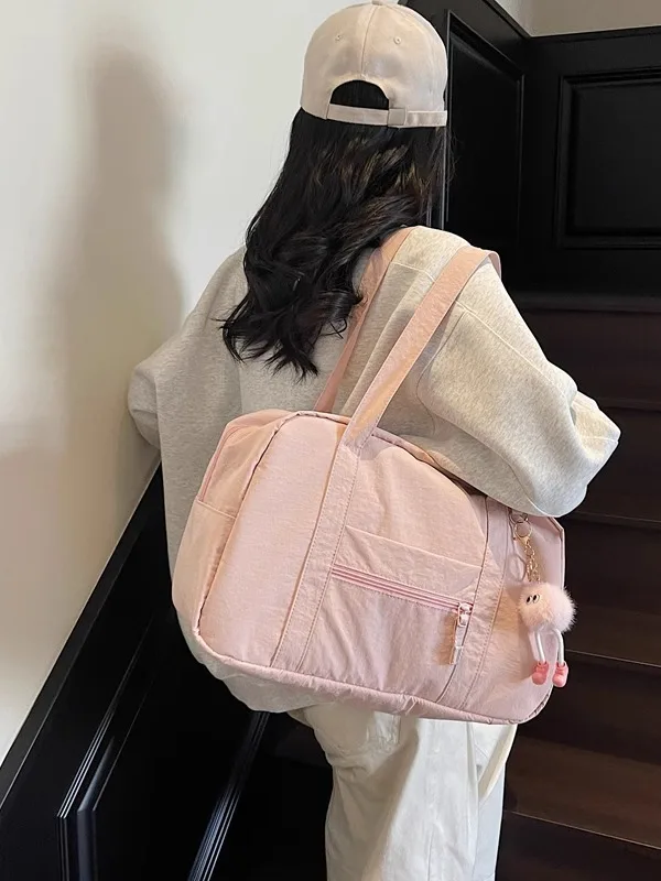 

Lightweight Large Capaci Nylon Fitn Bag Travel Tote Zipper oulder Bag Korean Sle Casual Leisure Handbag Durable