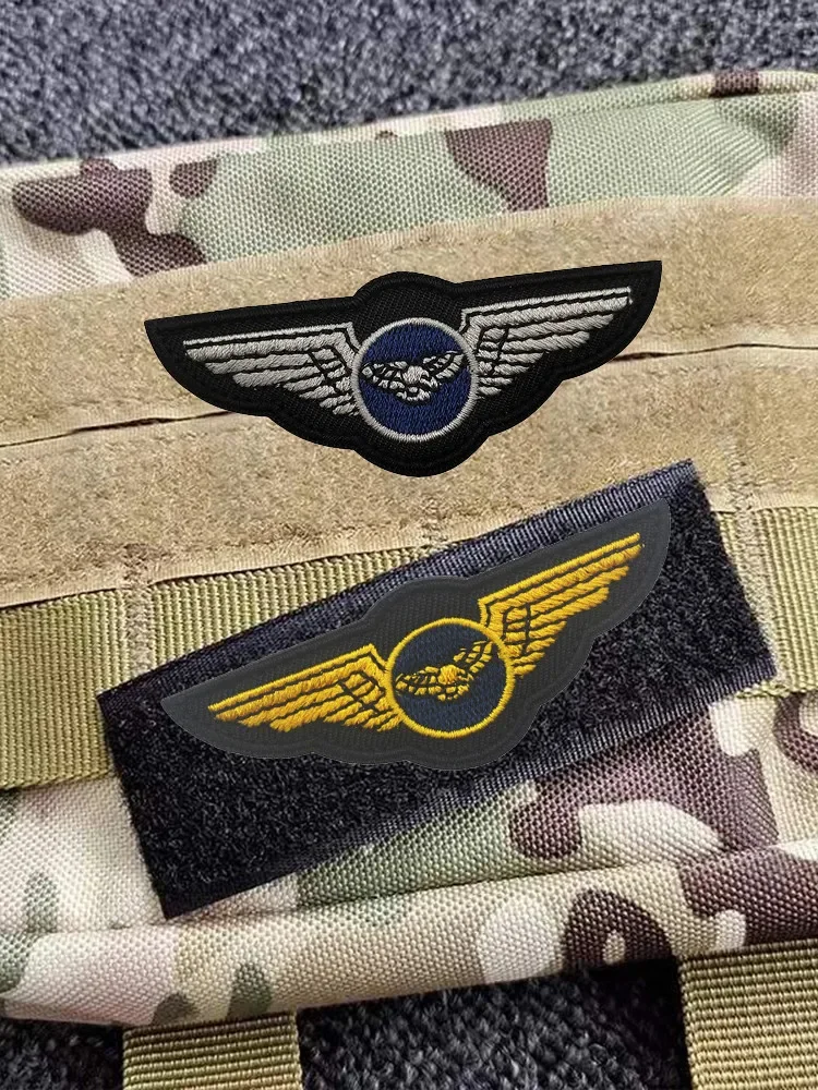 Pilot Aviation Chest Badge Embroidery Patch Hook & Loop Military Tactical Morale Badge Clothing Accessories Punk Cloth Stickers