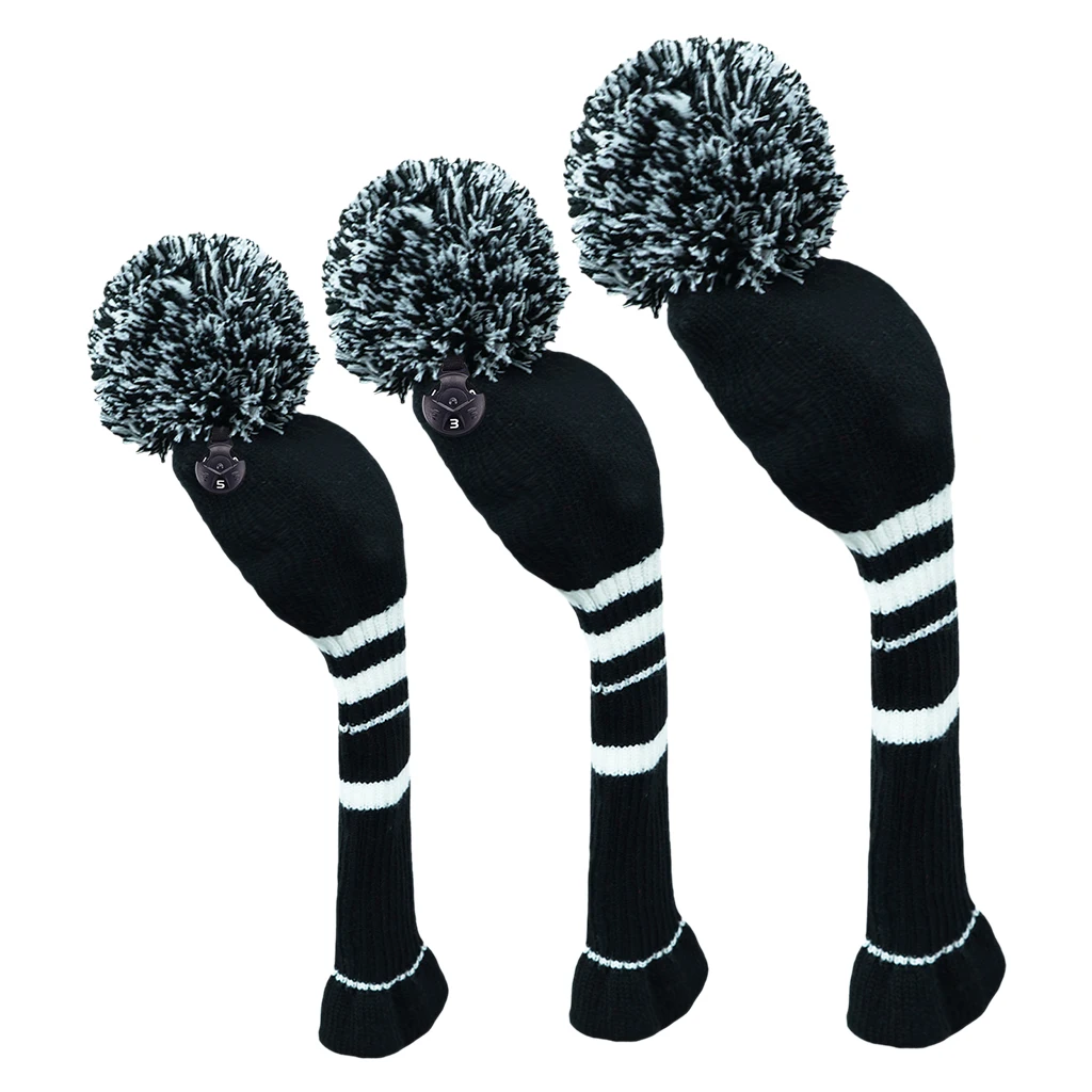 3pcs/set No.1 3 5 UT Golf Knitted Wood Head Cover Knitted Golf Driver Fairway Wood Headcovers Golf Club Protective Sleeve Sock