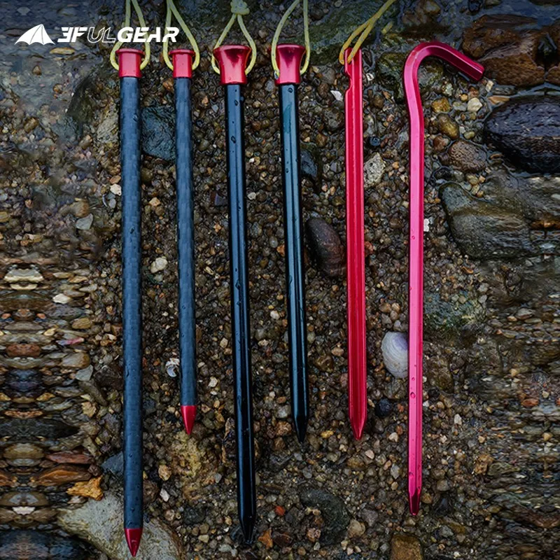 Liga de alumínio ultraleve Camping Stakes, 3F UL Gear, Carbon Fiber Guy Line, Canopy Corda Nails, Acessórios Tent, ao ar livre, 15,5 centímetros, 20 centímetros