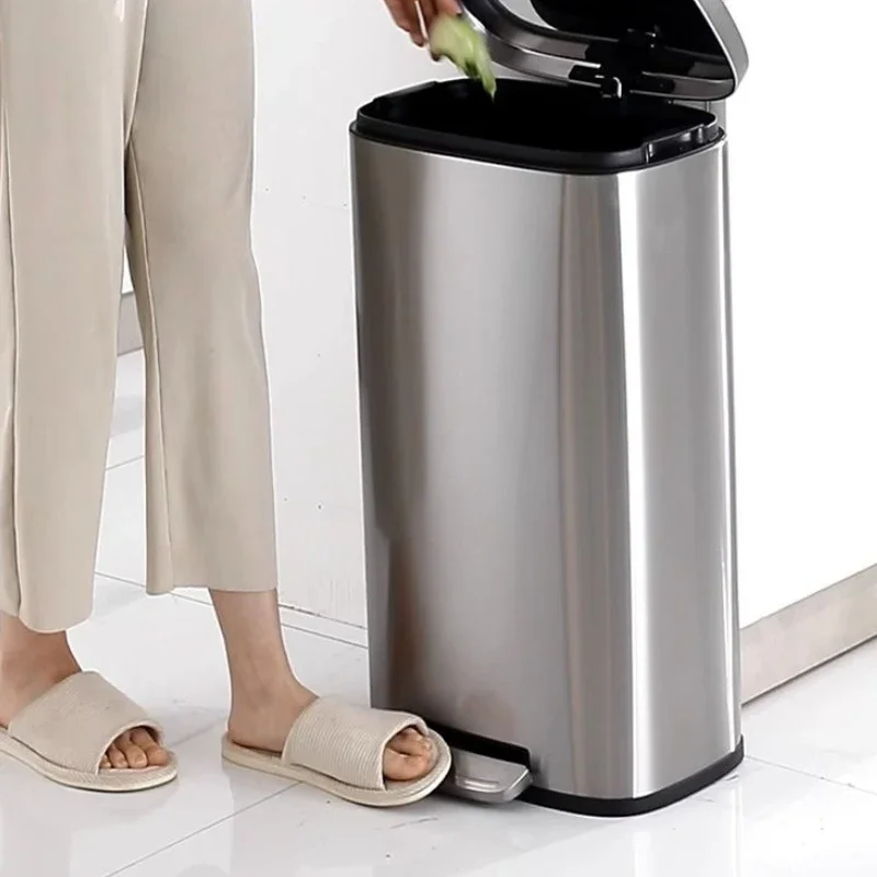 Trash Can 20 Liters Lid Kitchen Bathroom Bedroom Trash Bin Large Toilet Stainless Steel Litter Bins Garbage Cube with Pedal