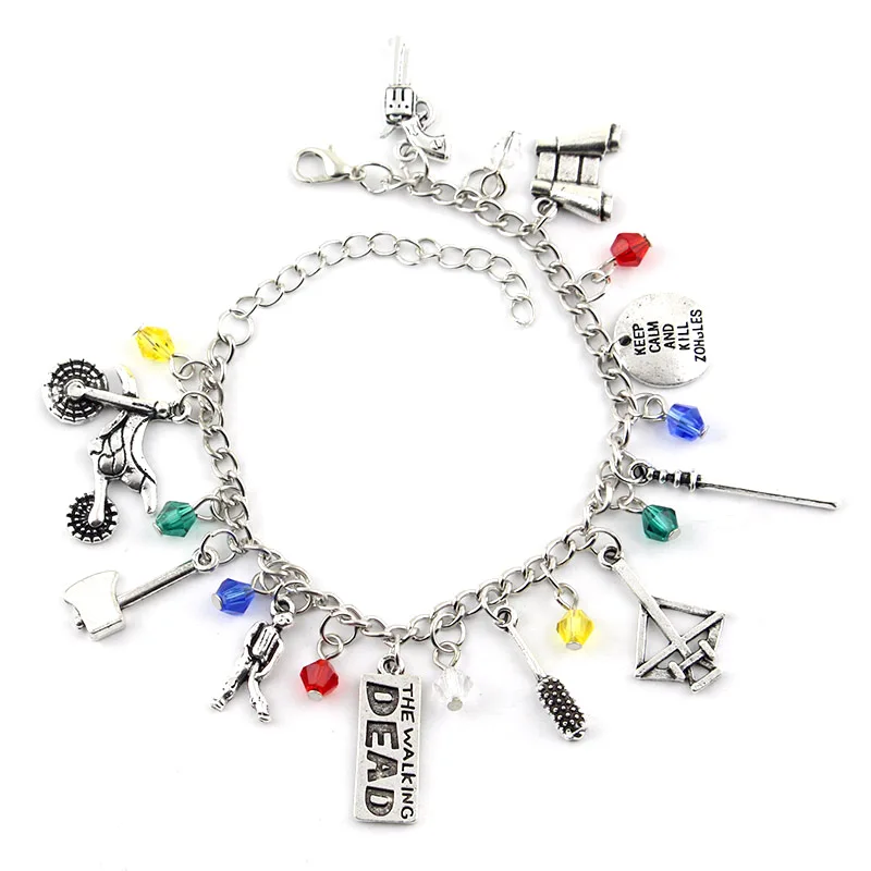 Film The Walking Dead Inspired bracciali Zombie Survival Horror Charm Jewelry Mini ciondolo ascia in lega