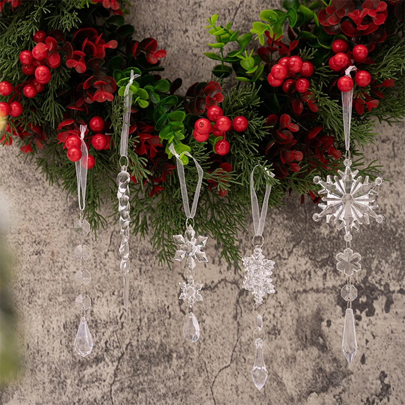 5/12 pezzi albero di Natale simulazione ghiacciolo striscia di ghiaccio ciondolo decorazione ghiacciolo acrilico vacanze festive ornamenti natalizi a goccia